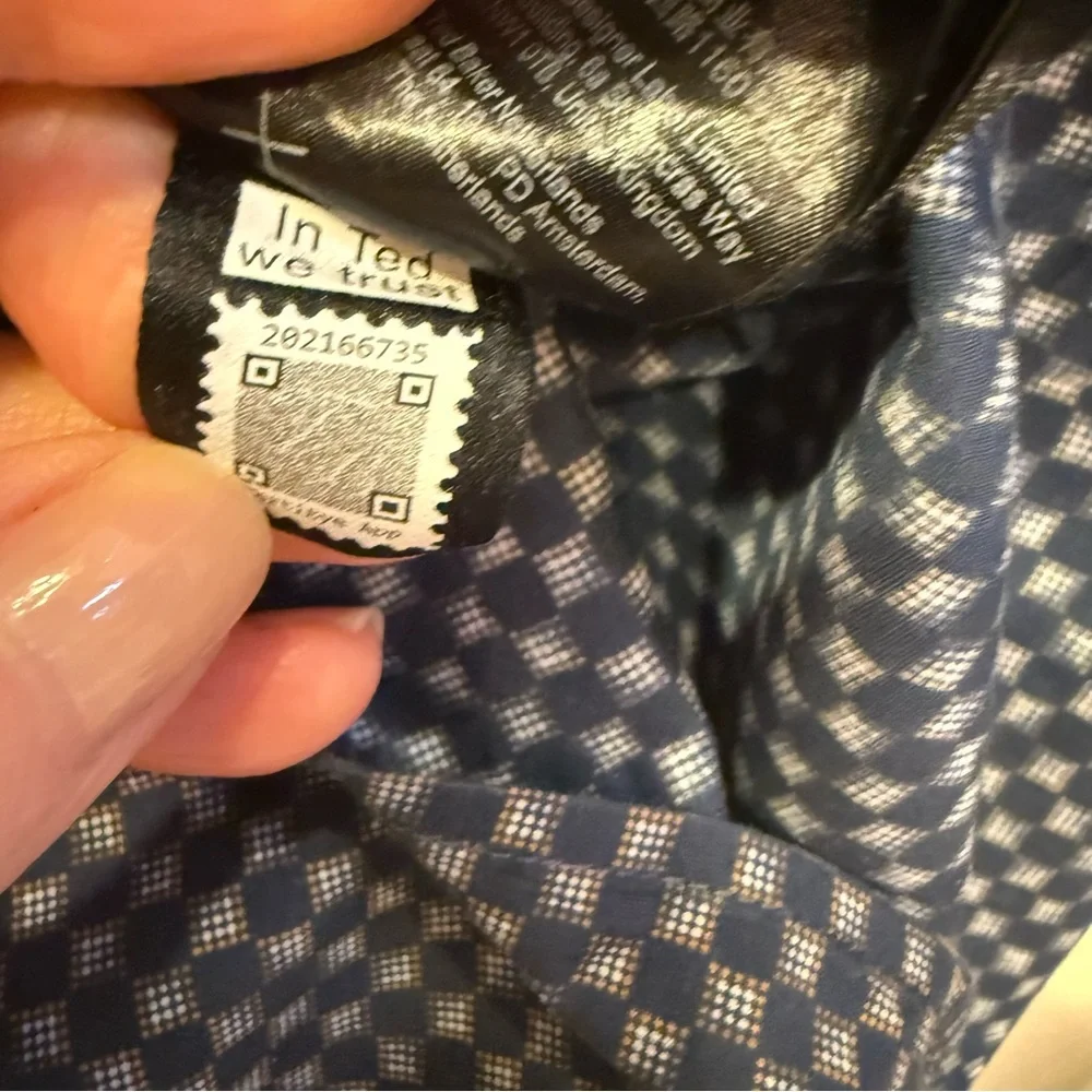 Ted Baker London Men’s Cotton Elastane Navy Geometric Button Down Shirt sz XL